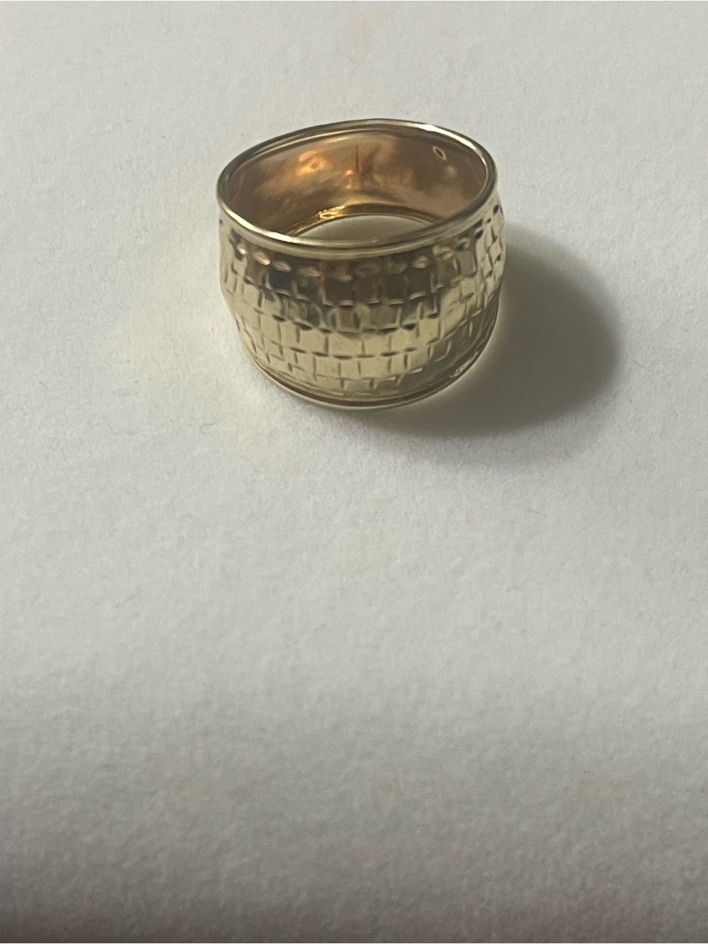 Hammered 10kt Gold Wide Band Ring - Women Jewelry